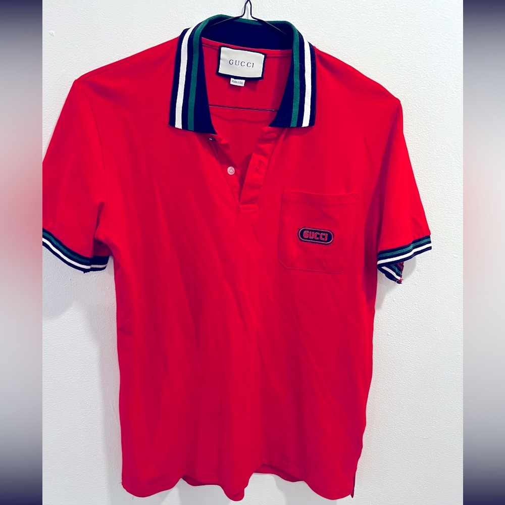 Gucci logo pocket polo shirt men size medium
